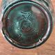 Vintage ceramic basket Accolay turquoise Signed Bull's Head X.C