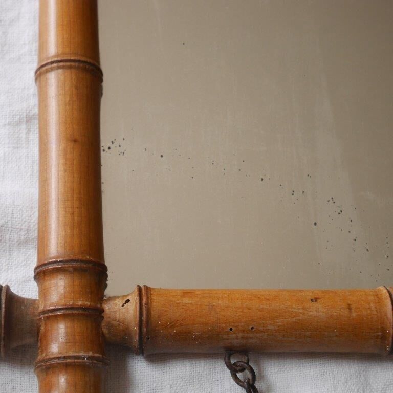 Bamboo-style wooden mirror