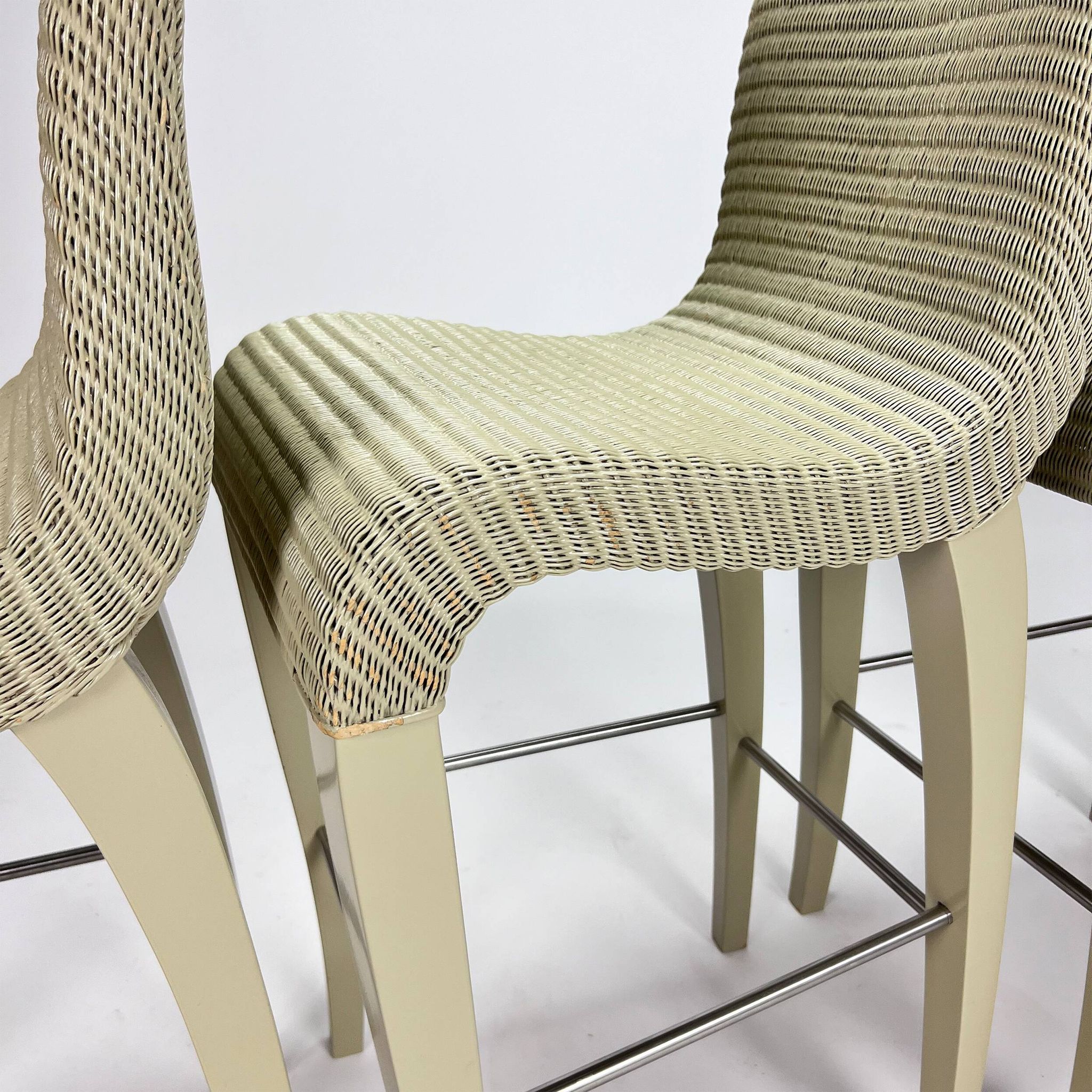 Set de 4 tabourets de bar, Vincent Sheppard, Lloyd Loom, années 2000