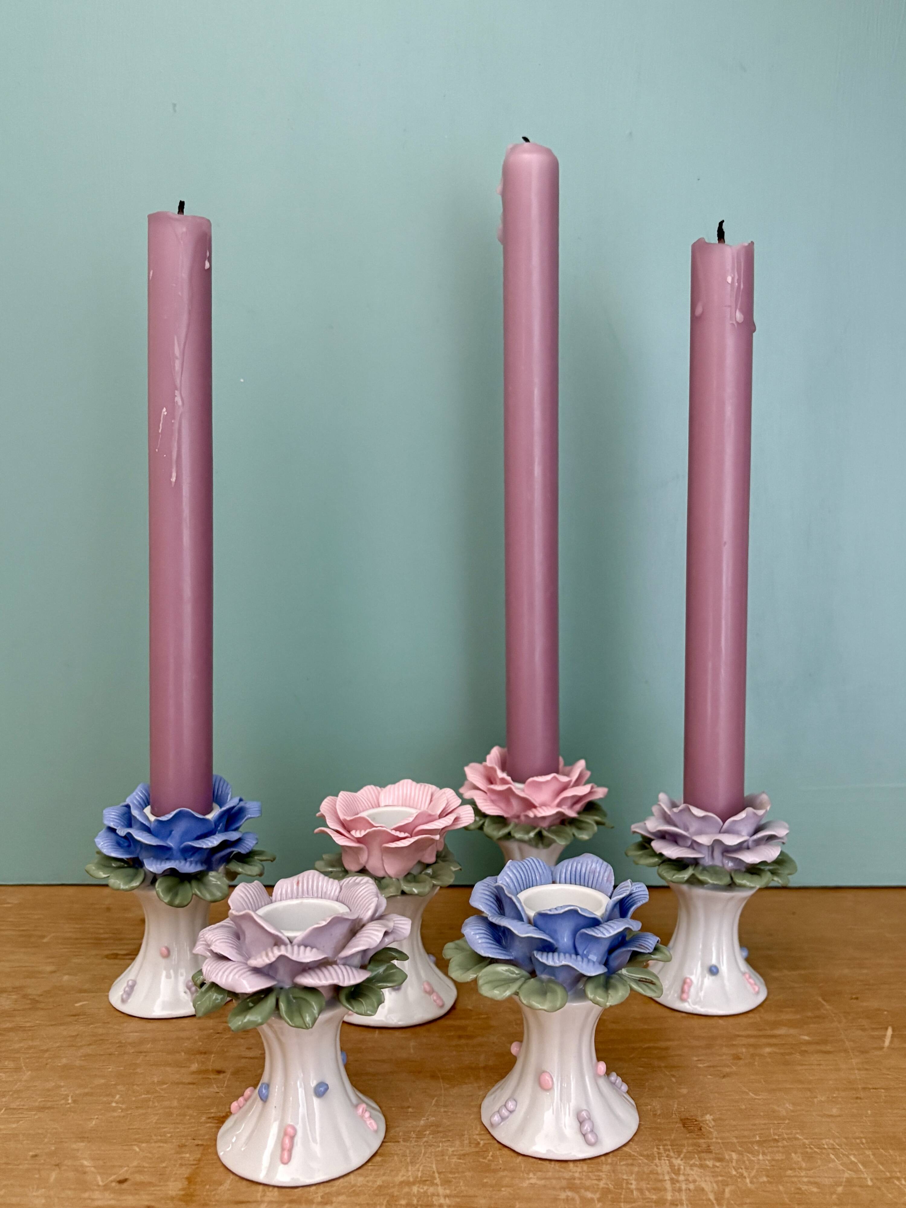 Set of 6 vintage ceramic candle holders
