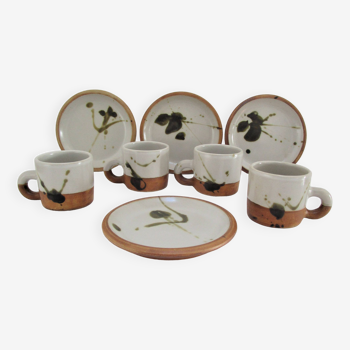 Quatre tasses et soucoupes poterie de la Colombe Vallauris