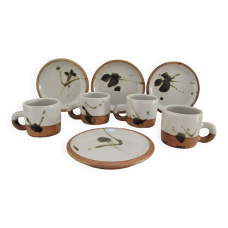 Quatre tasses et soucoupes poterie de la Colombe Vallauris