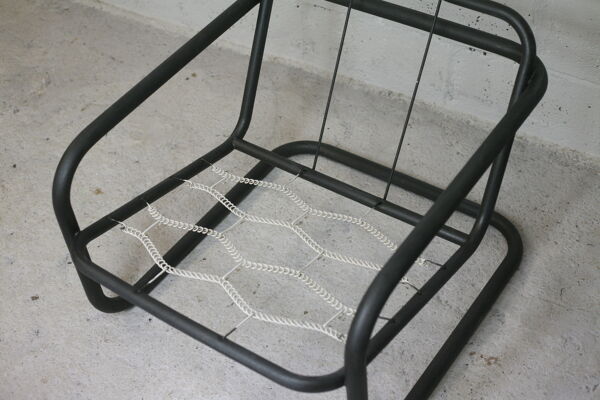 Paire de fauteuils édition Prisunic acier tubulaire et coussins mousses, France, 1973