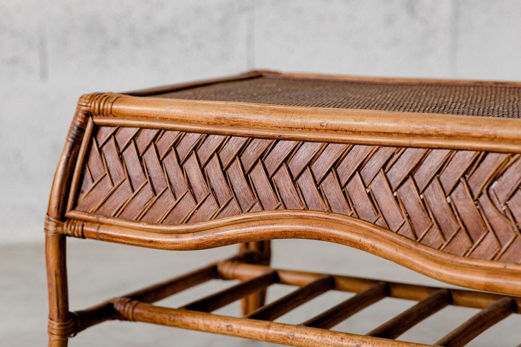 Dark rattan coffee table