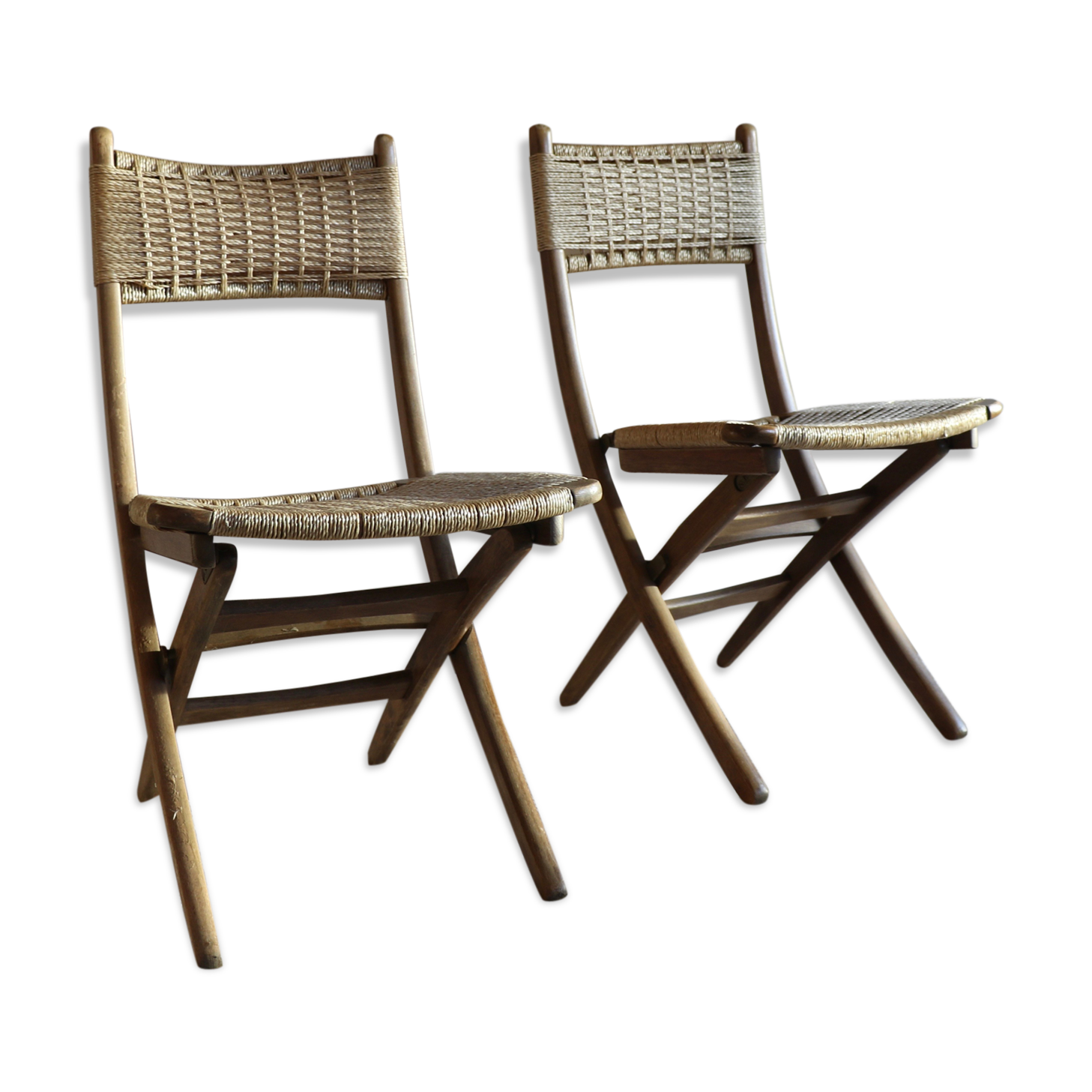 Danish style wooden chairs and braided rope