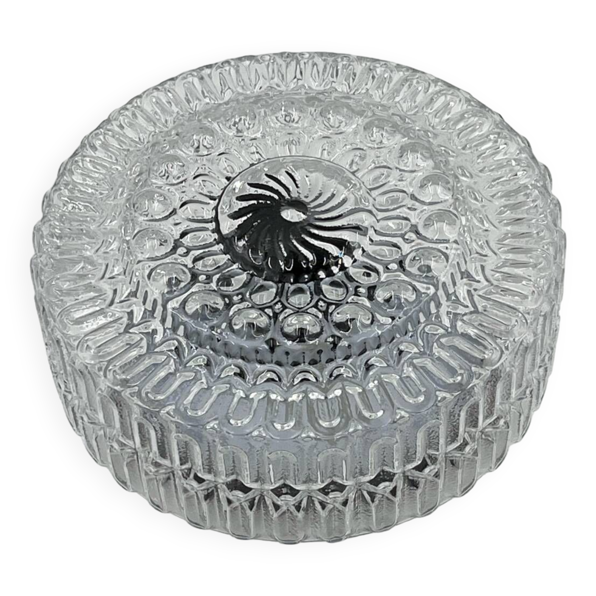 Molded glass ceiling light with relief