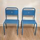 Pair of vintage blue metal school chairs – 1960s