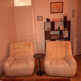 2 fauteuils/ chauffeuses vintage années 70 en laine
