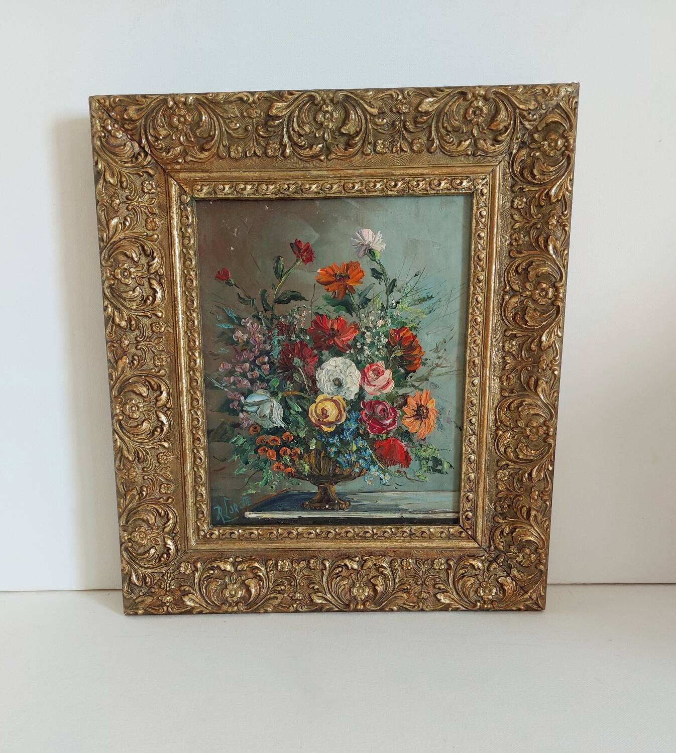 Old oil painting with a knife