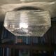 Square mid century clear ribbed glass flush mount light fixture lamp 1960s