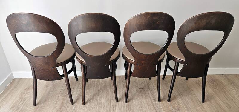Set of 4 Baumann "Mouette" chairs – bent wood