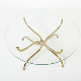 Table basse laiton doré verre de Georges Geffroy vers 1960