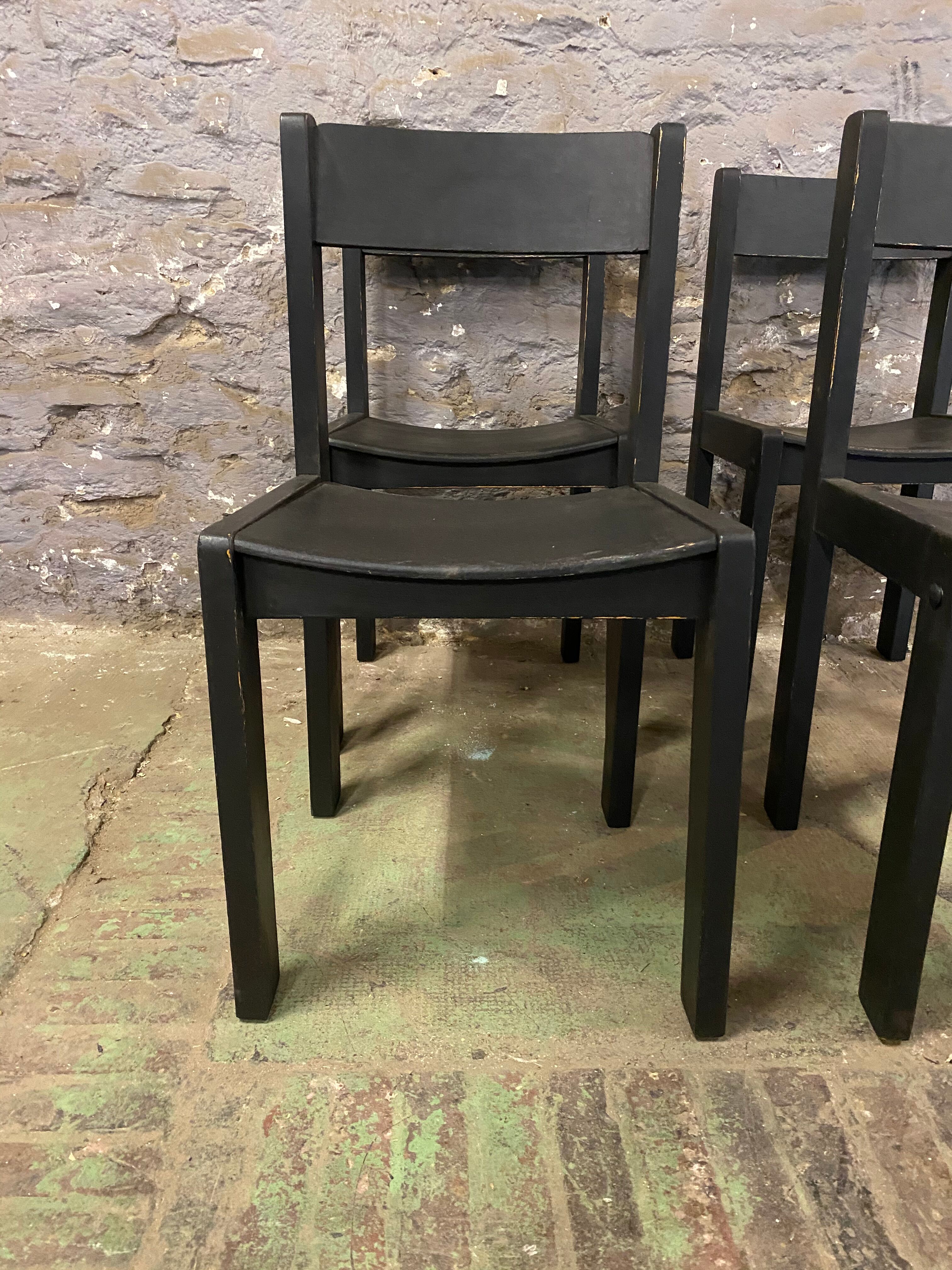 4 vintage 1960 black chairs