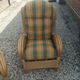Pair of old armchairs wicker rattan & foot rest vintage year 60