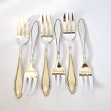 6 fourchettes à dessert modernistes en métal argenté chantourné DEETJEN