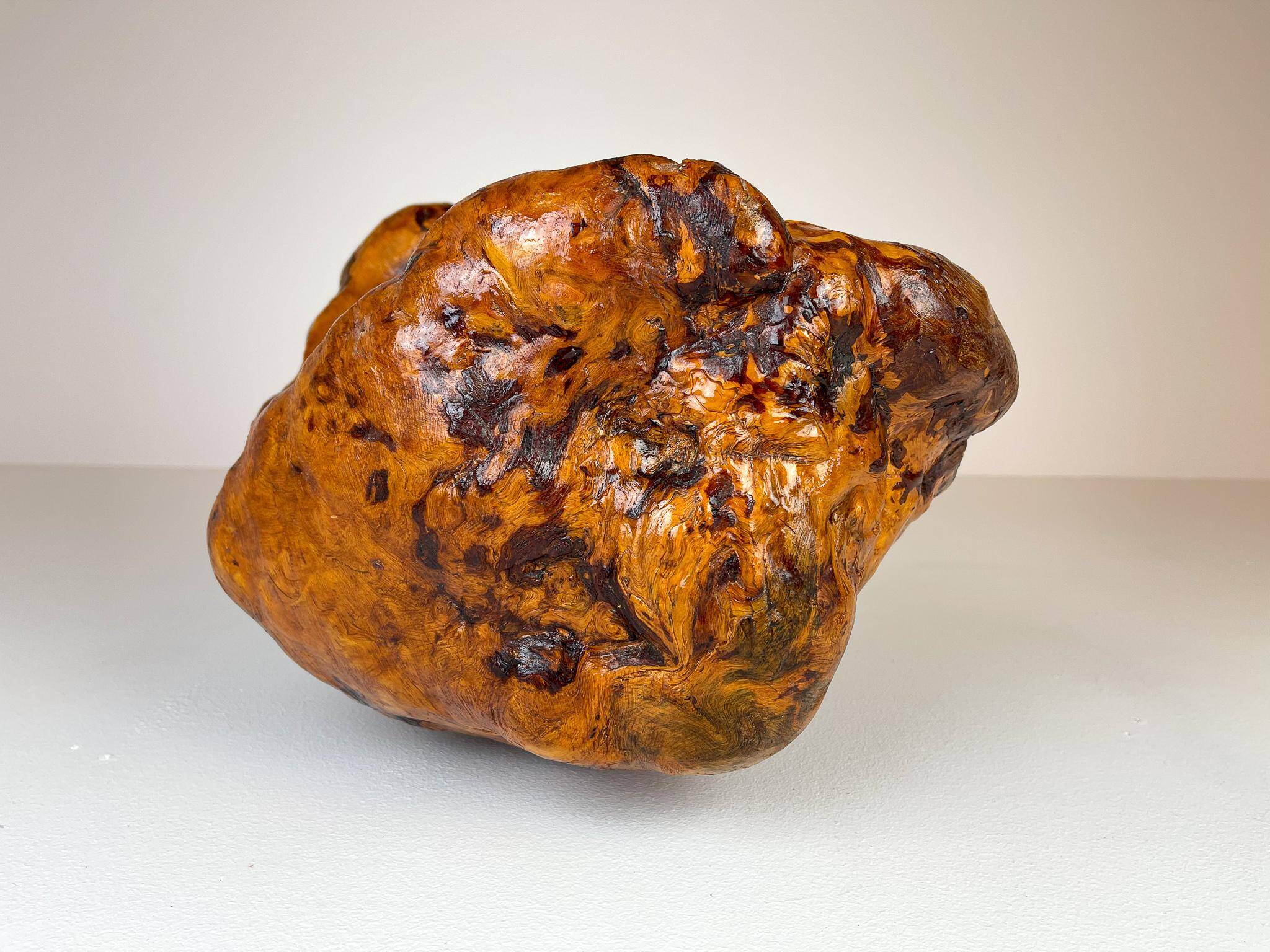 Exceptional large bowl in organic Swedish folk root, around 1960.