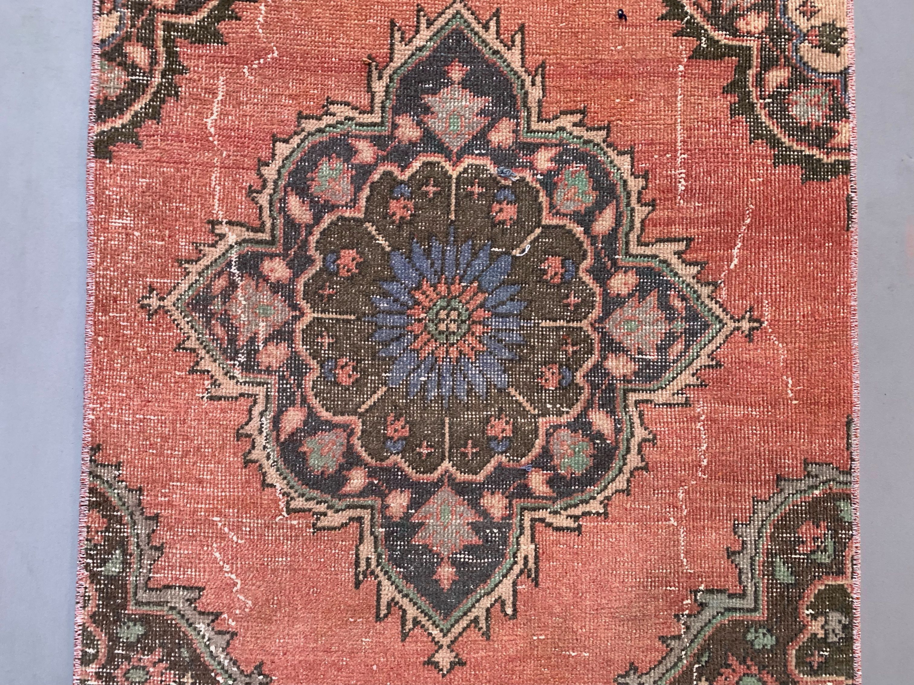 Distressed Turkish Runner 398x81 cm wool Vintage Tribal Rug