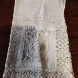White cotton lace embroidery shelf or fireplace border