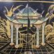 Vintage Chinese black lacquer cabinet soapstone, mother-of-pearl bohemia