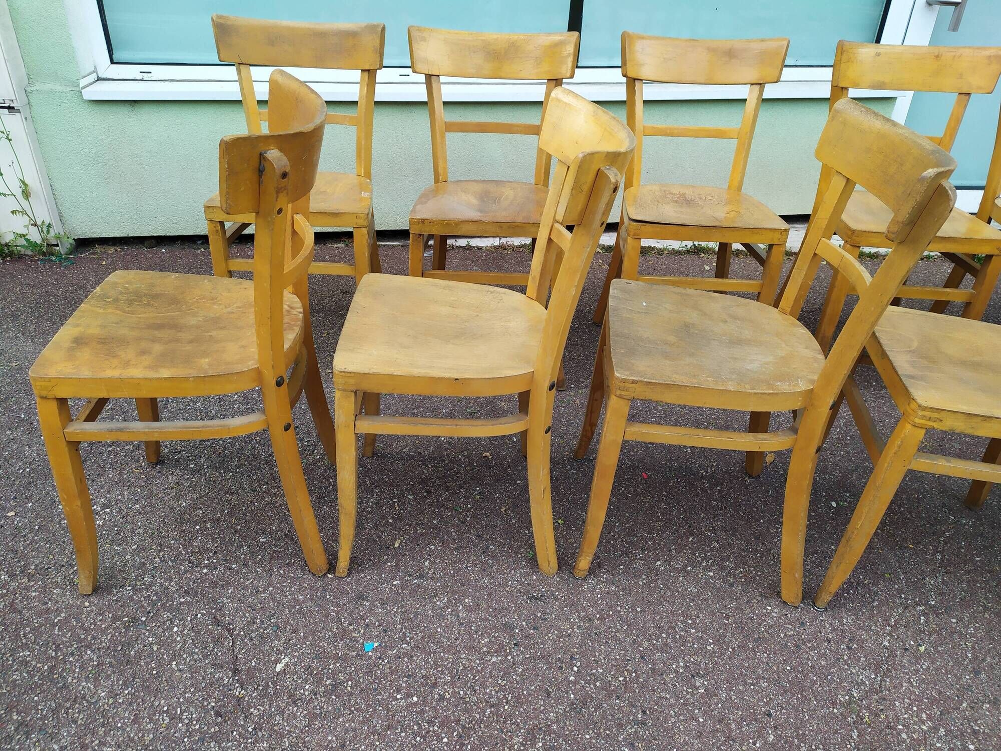 Lot de 12 chaises de bistrot bar bois vintage luterma