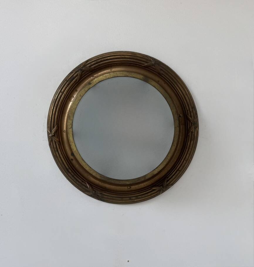 Vintage XL wall light, brass, copper and frosted glass, France, 1930.
