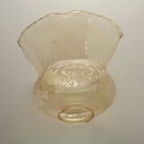 Set of 2 Vintage Glass Bell Shades in Smoked Amber Glass with Scroll Motif 5597