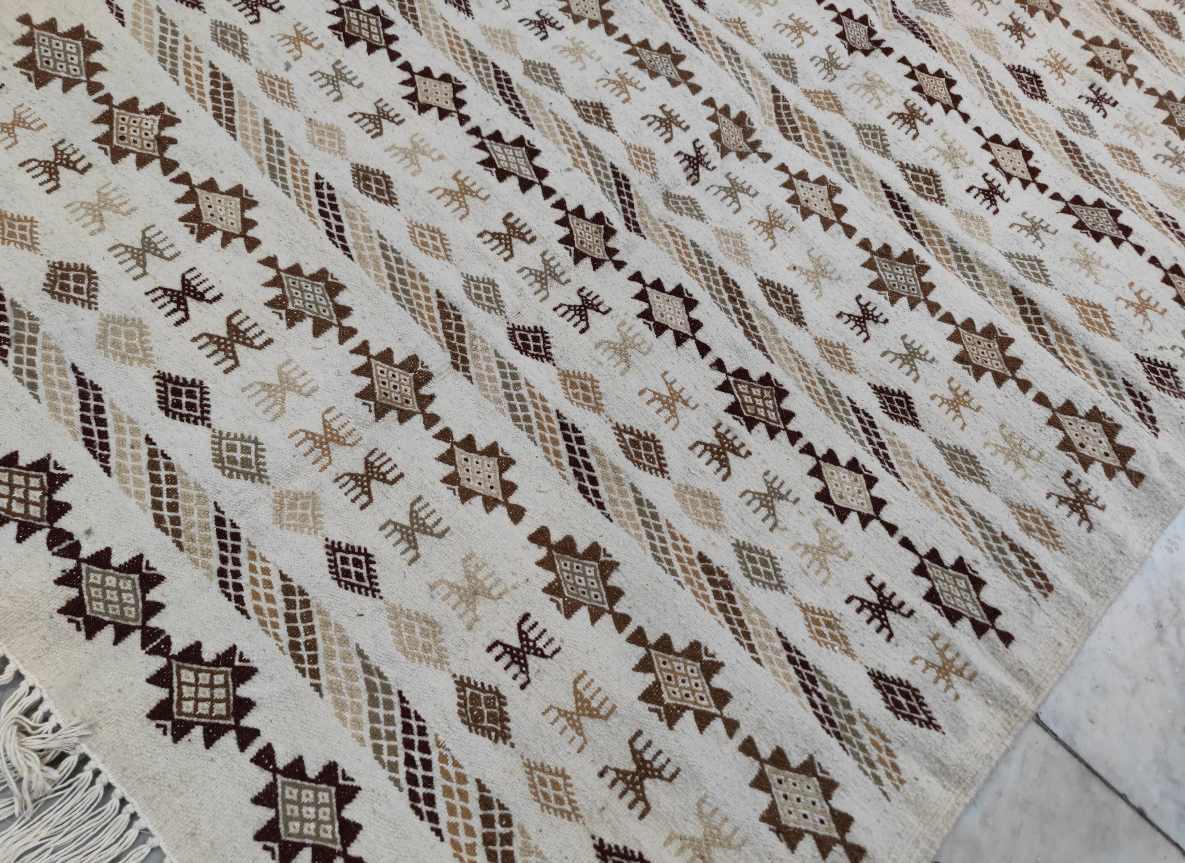 Certified hand-woven Berber patterned rug