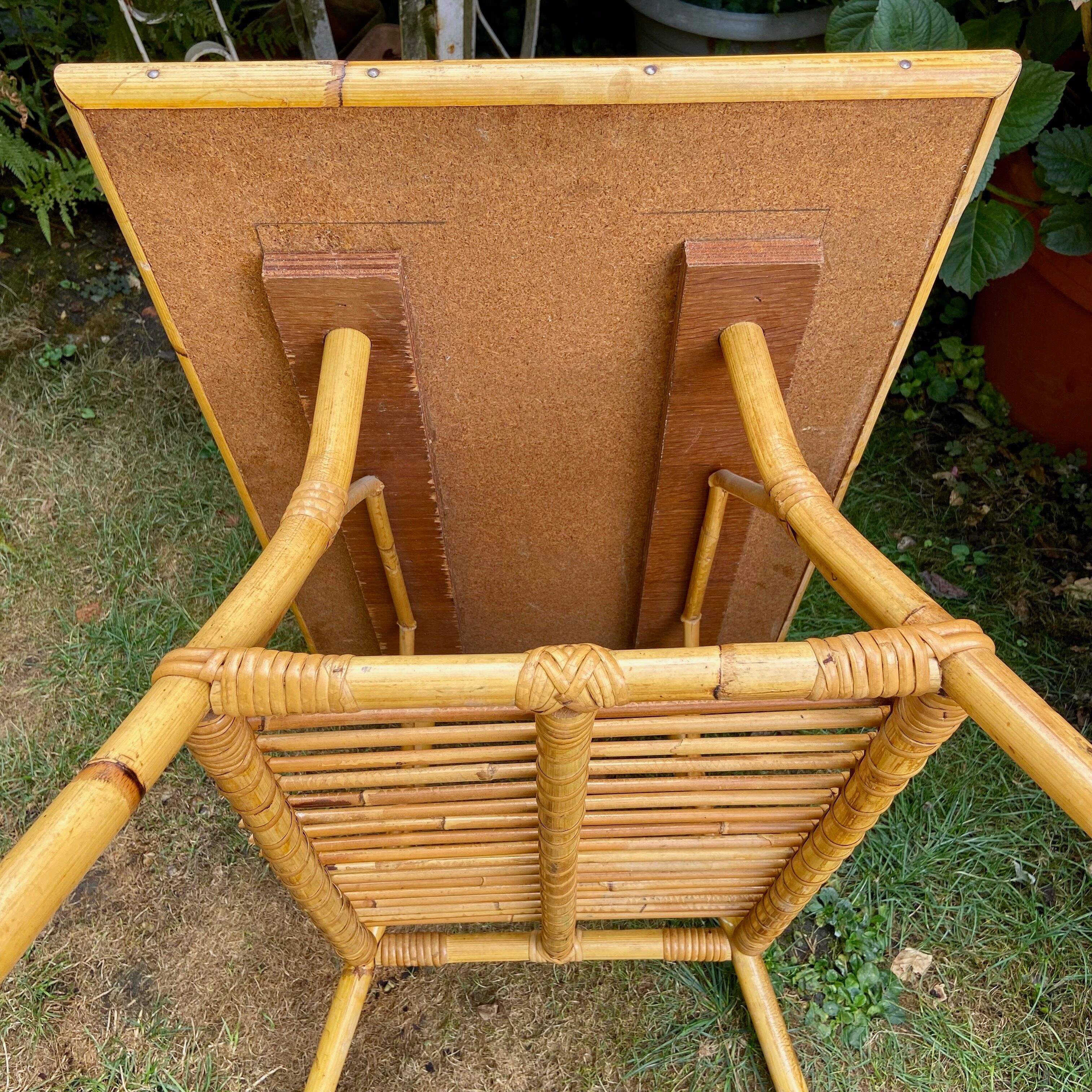 Coffee table in bamboo and rattan 70s