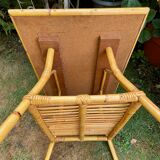Coffee table in bamboo and rattan 70s