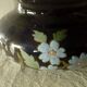 Vase centre de table en faience bleu de four decor emaille sarreguemines