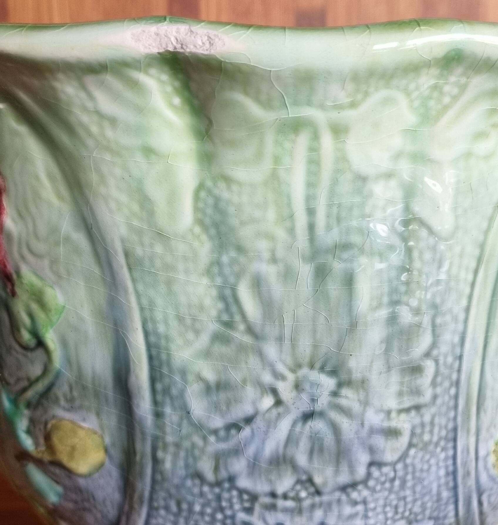 Antique planter Barbotine Longchamp Terre de Fer