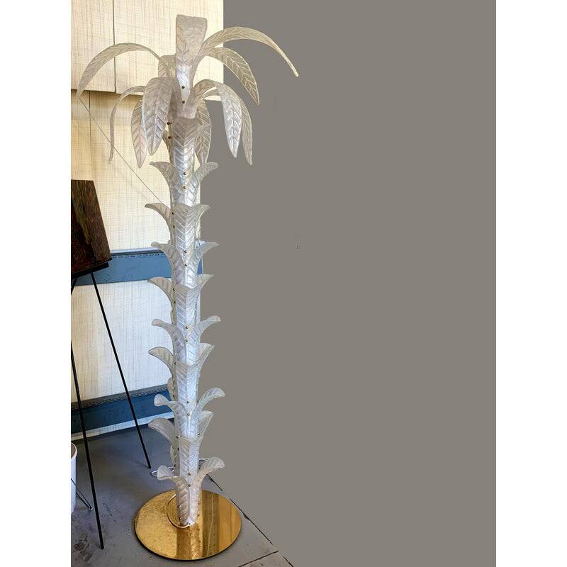 Vintage Opalino Palm Tree Murano Glass Floor Lamp in the Style of Napoleon Martinuzzi