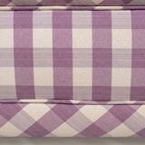 Upholstered bench in mauve and cream Vichy fabric, France, 1970s