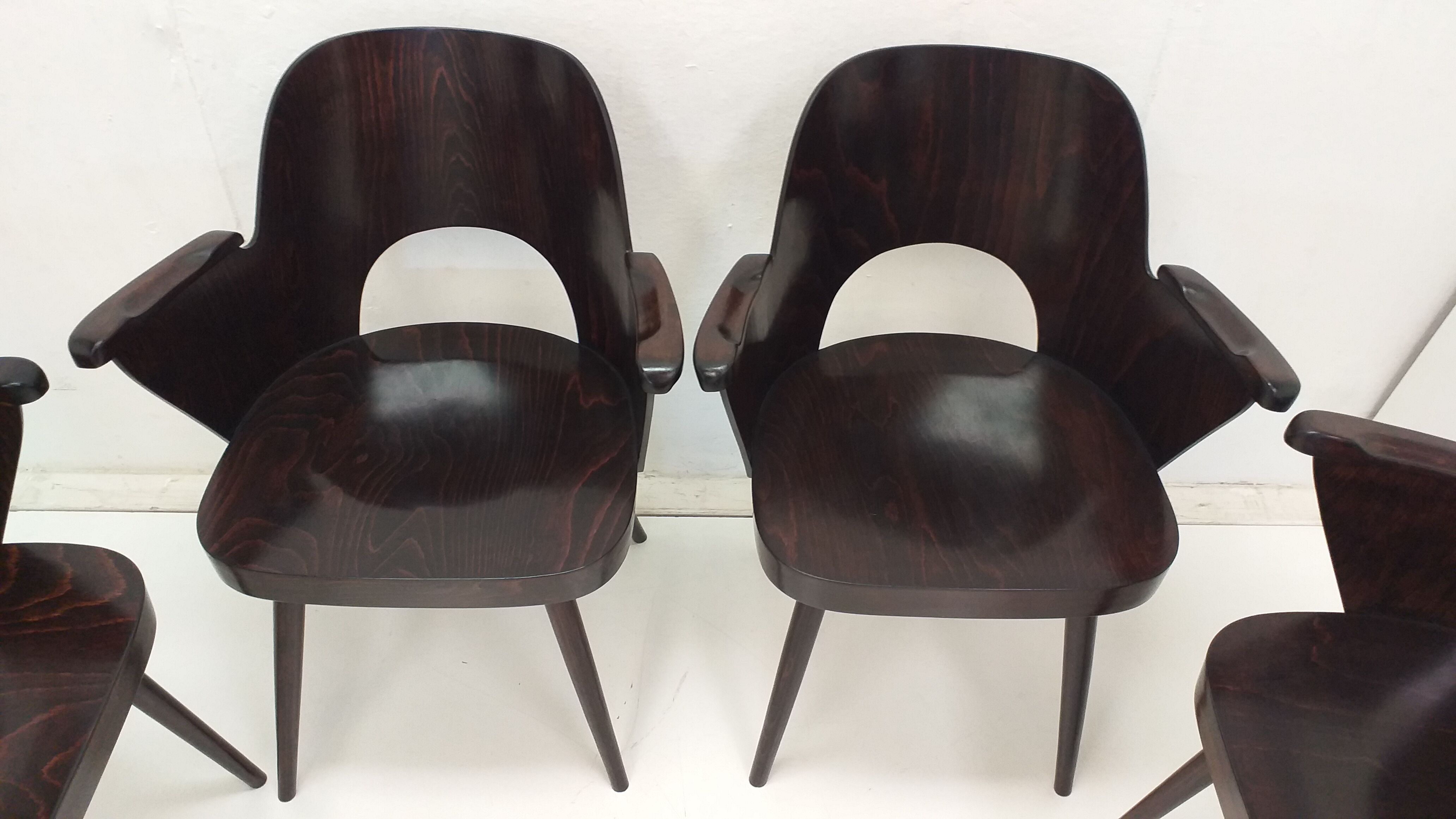 4 Oswald Haerdtl chairs for Ton, Czechoslovakia