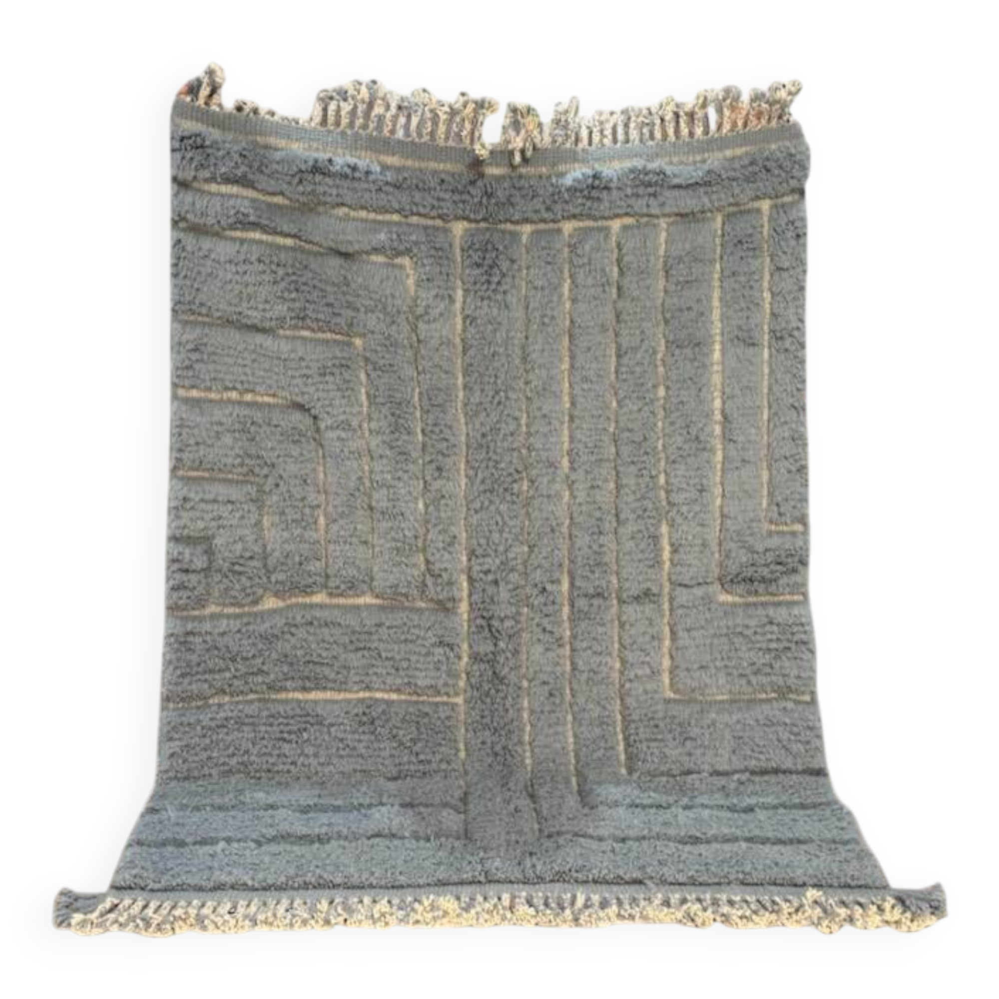 Light grey wool Berber rug size 150 x 250 cm