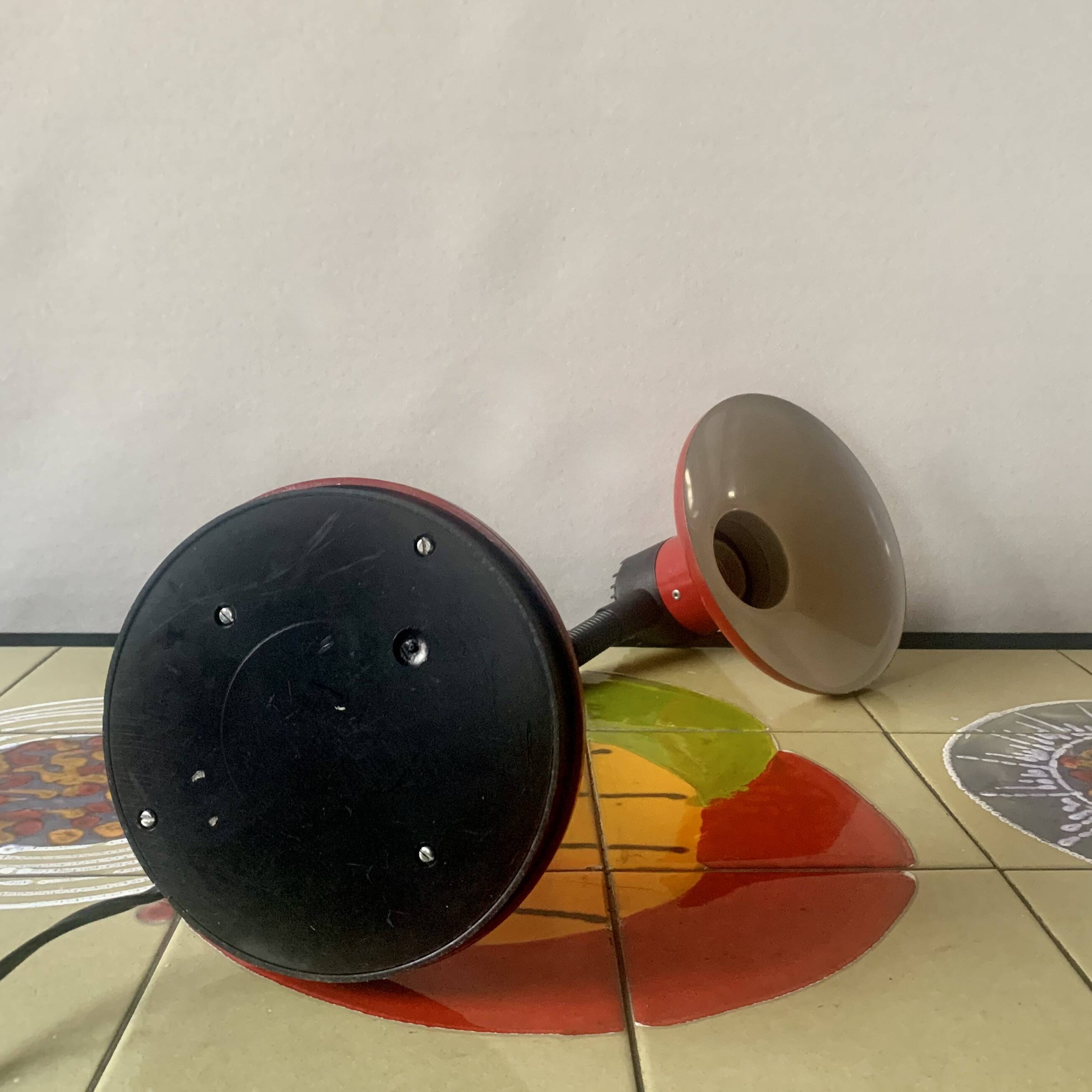 Vintage red and black metal desk lamp