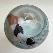 Blown opaline glass vase with coloured inclusions