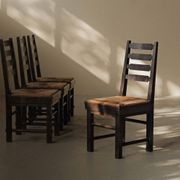 Modernist chairs in oak and woven straw, France, circa 1948