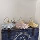 Lot de trois suspensions vintage en verre pastel