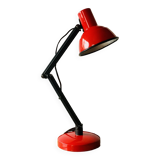 Old articulated desk lamp in red metal