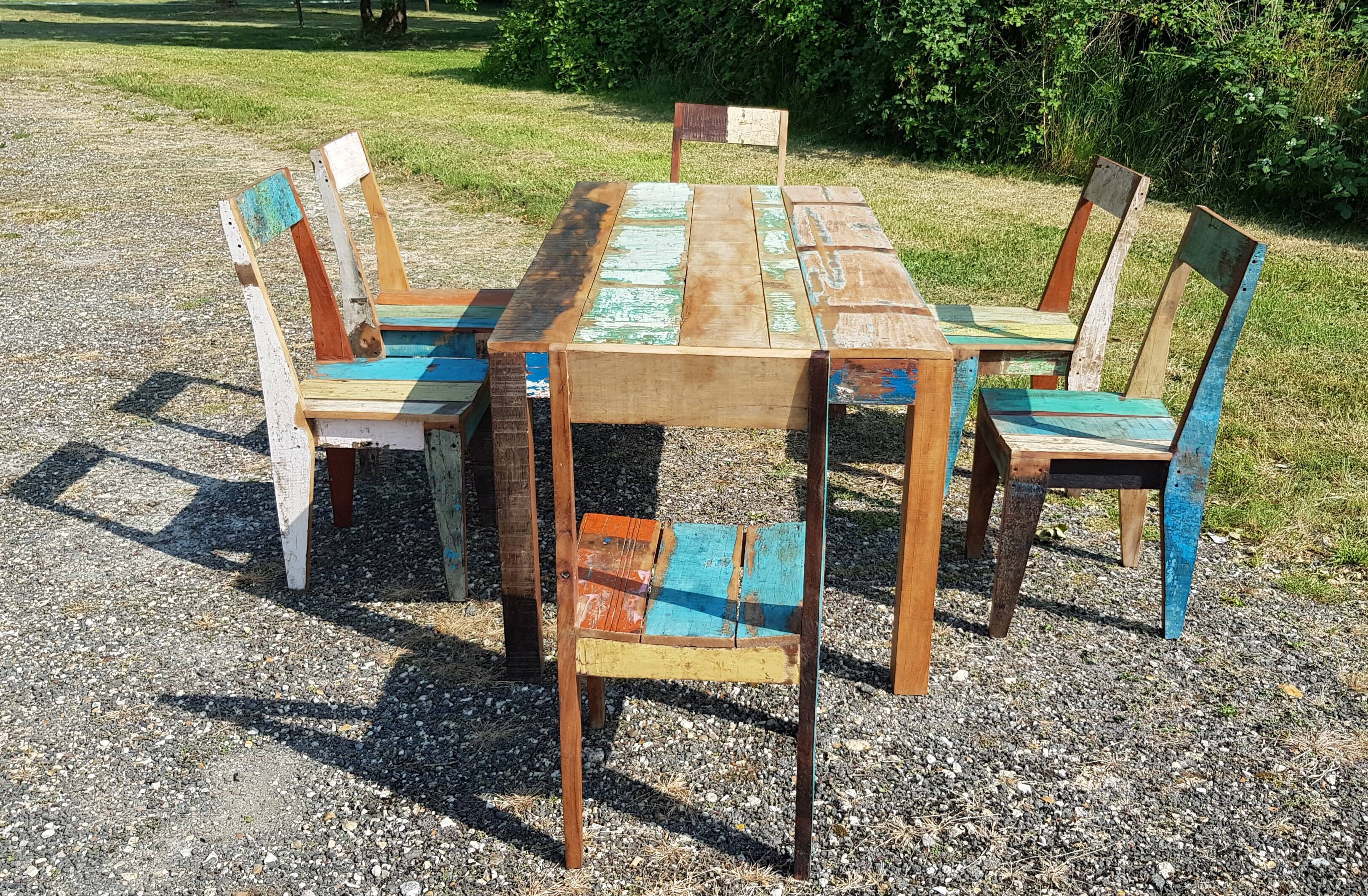 Teak table with 6 chairs