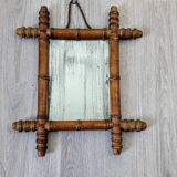 Antique bamboo mirror with pitted glass 40x34 cm