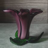 Blown glass flower candle holder