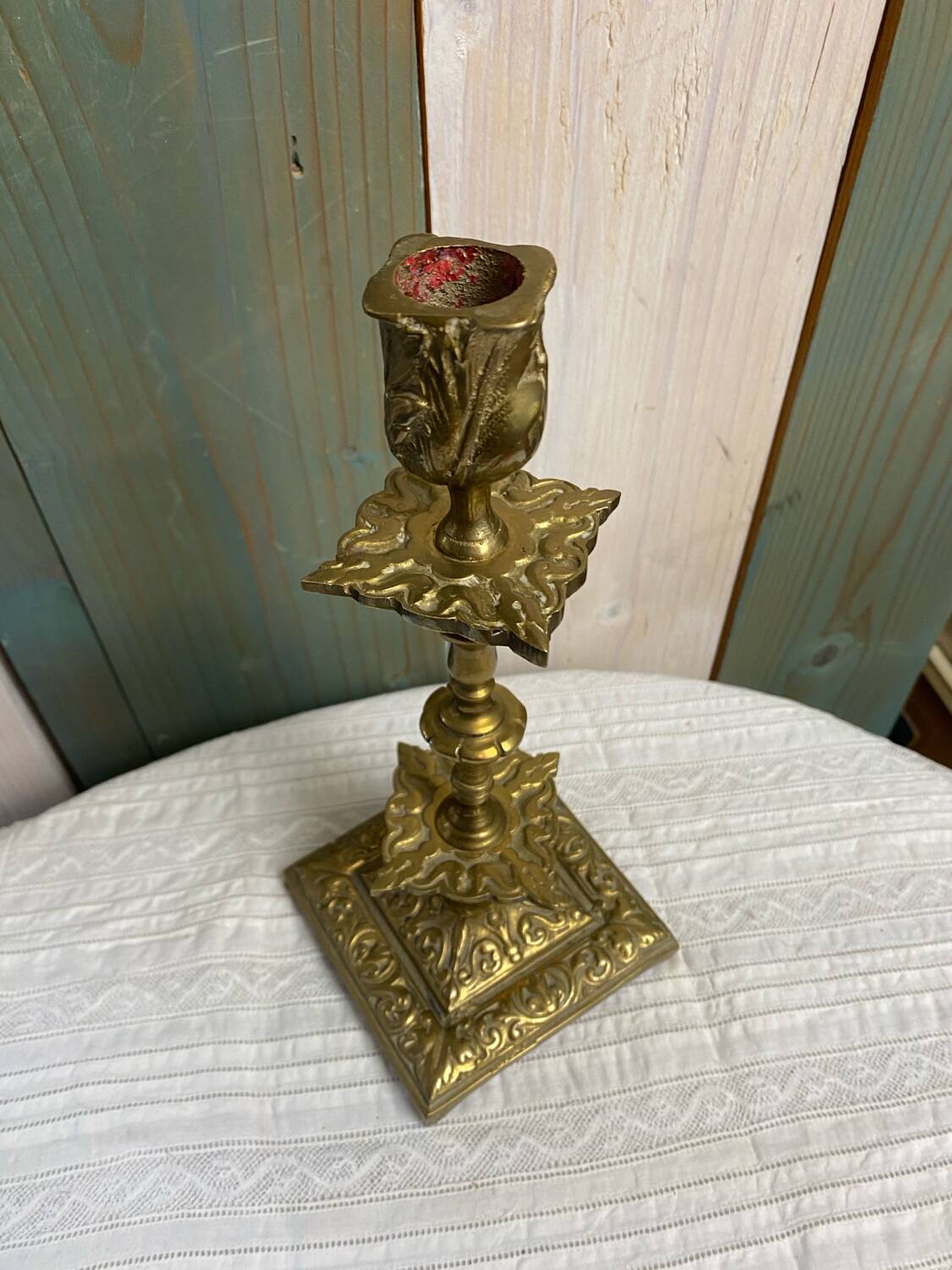 Large old gilded bronze candlestick