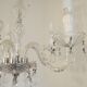 French Vintage  5 Light Barley Twist Glass and Crystal Chandelier