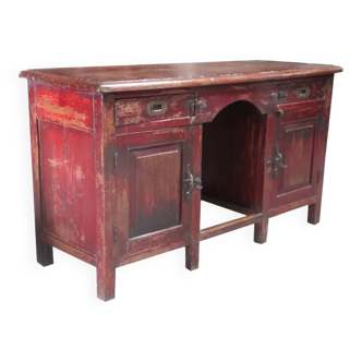 Old red desk old teak patina and original piece india