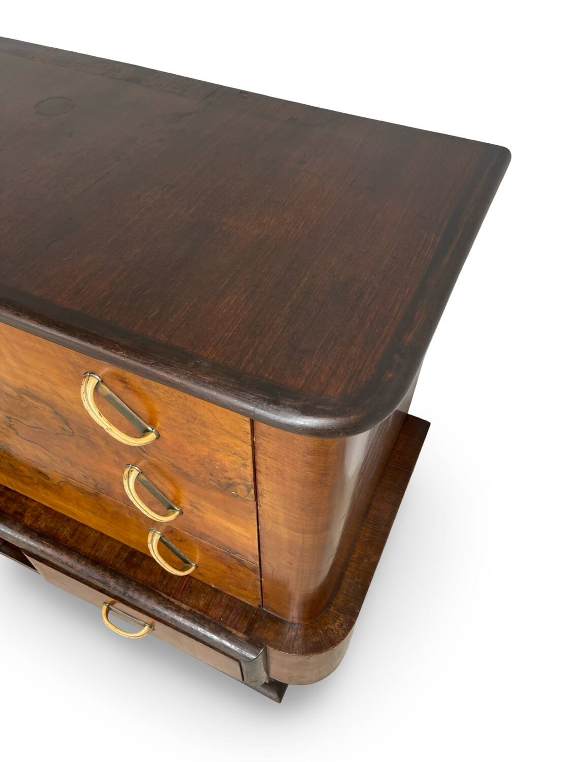 Commode italienne Art déco en ronce de noyer, années 1920