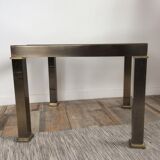 Table basse vintage en laiton et verre biseauté