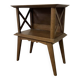 Bedside table with crossbars, vintage compass legs