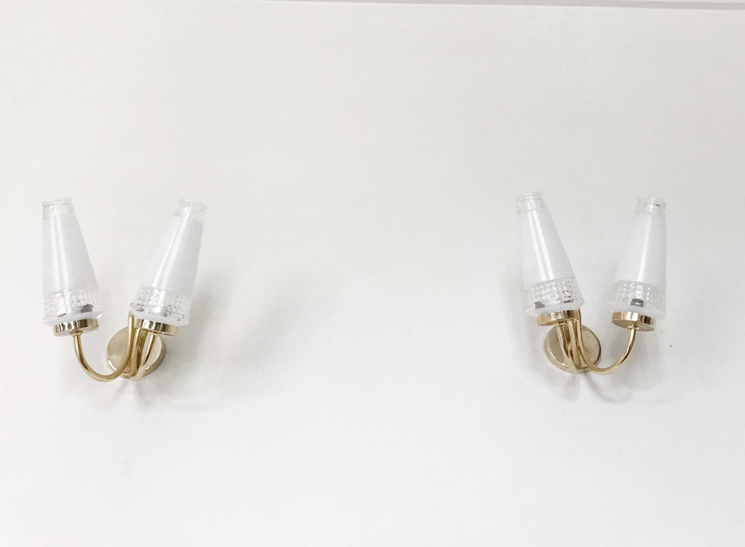 Pair wall lamp neo classic double golden 1960